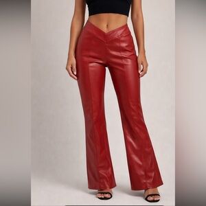 NWT DOSE red faux Leather Y2K statement fit and flare pants size L
